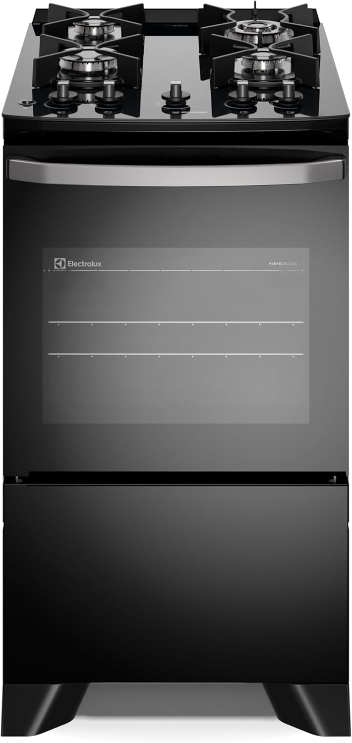 Electrolux Fogão 4 bocas Electrolux Preto Efficient Mesa Vidro, Tripla Chama e PerfectCook (FE4GB) Bivolt