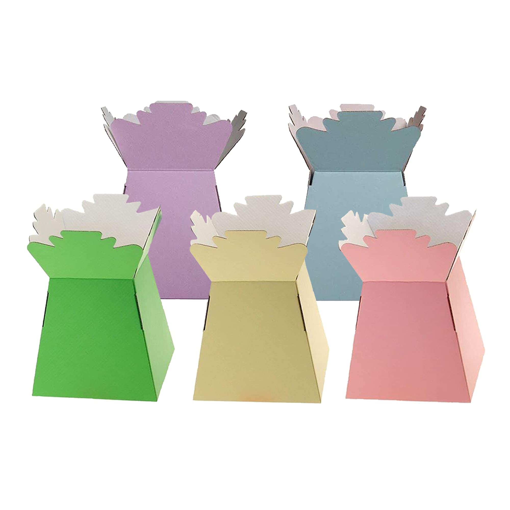 Floralcraft Pastel Assorted Hand-Tied Living Vase Florist Bouquet Box, Presentation/Transporter Box/Flower Plant Aqua Boxes, (Pack of 10)