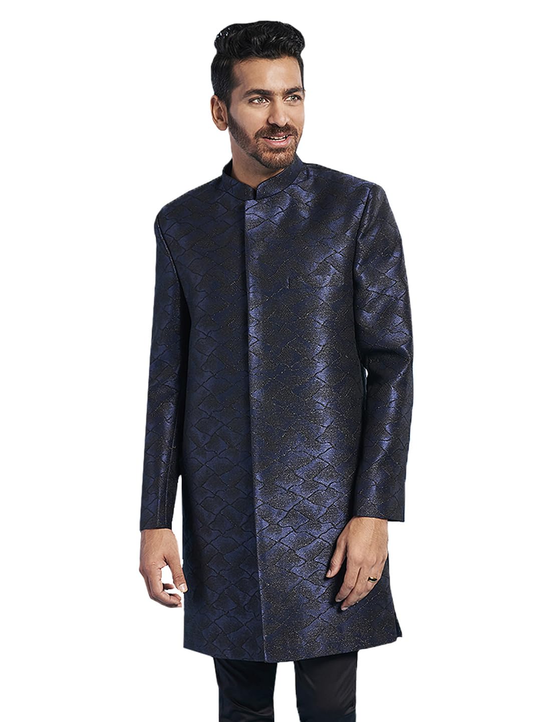 vastramay Men's Silk Blend Sherwani Only Top - Silk Blend Jacquard Indo Western-picture-40