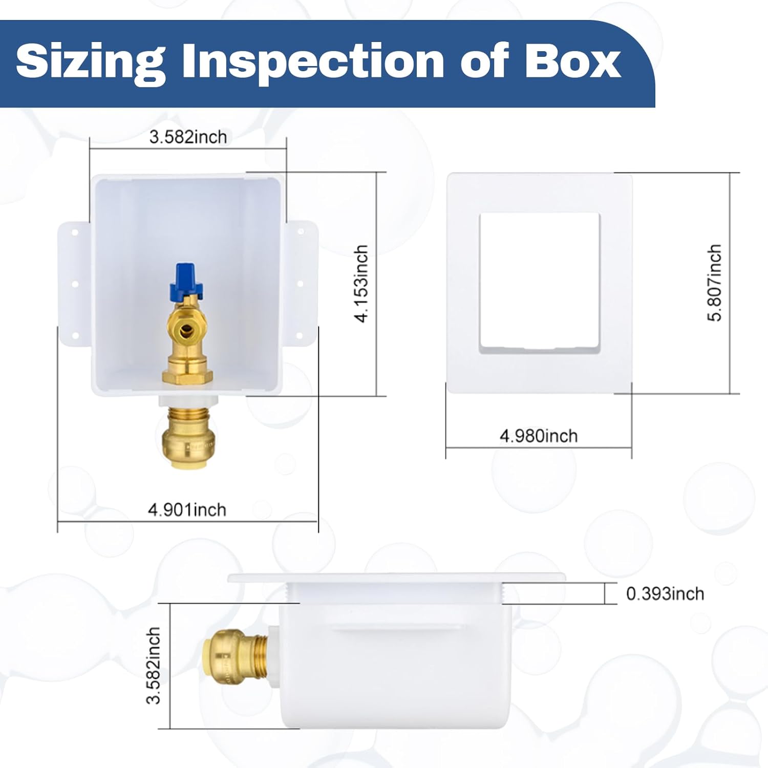 1-PACK GUOFIS Ice Maker Outlet Box,1/2"Push-fit Inlet x 1/4"OD Compression Outlet,Icemaker Box with 1/4-Turn Ball Valve