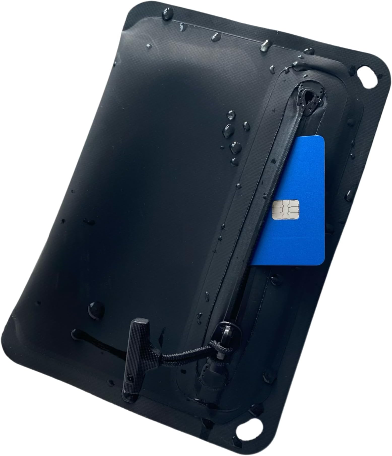 Large Tactical IPX8 Waterproof EDC Wallet Pouch - Holds 10+ Cards, Keys, Cash - Heavy Duty Belt Loop & Dual Top Grommets(Black)