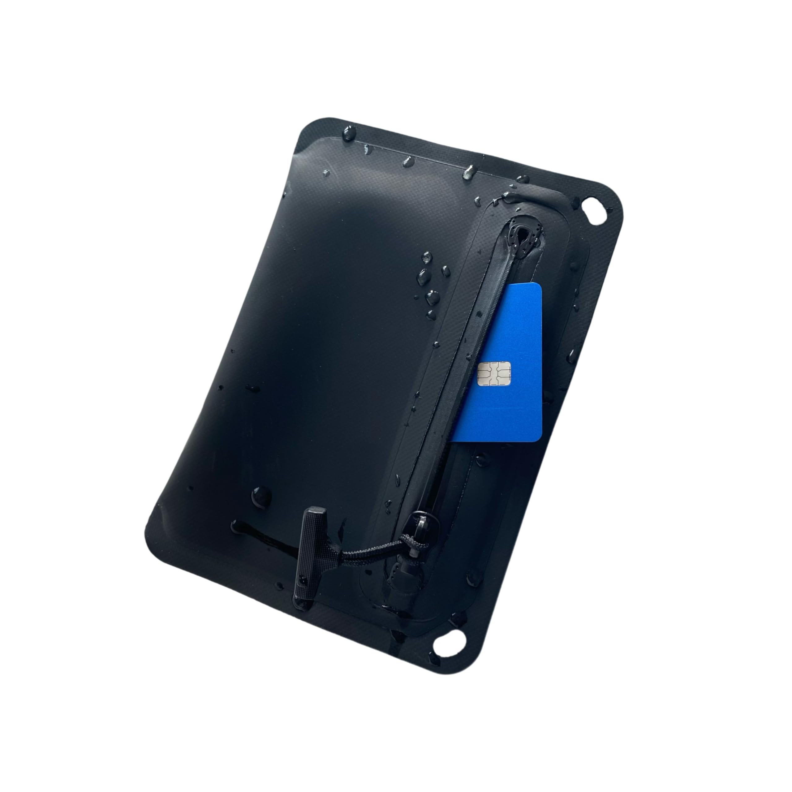 Large Tactical IPX8 Waterproof EDC Wallet Pouch - Holds 10+ Cards, Keys, Cash - Heavy Duty Belt Loop & Dual Top Grommets(Black)