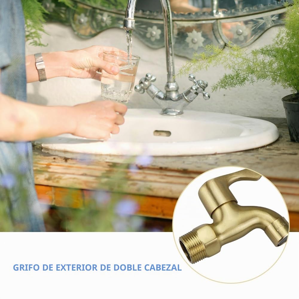Grifo de extremo de manguera de latón de 3/4 ", kit de grifo de jardín para exteriores, grifo de agua de latón, grifo de asignación, grifo de lavadora para uso en exteriores/interiores