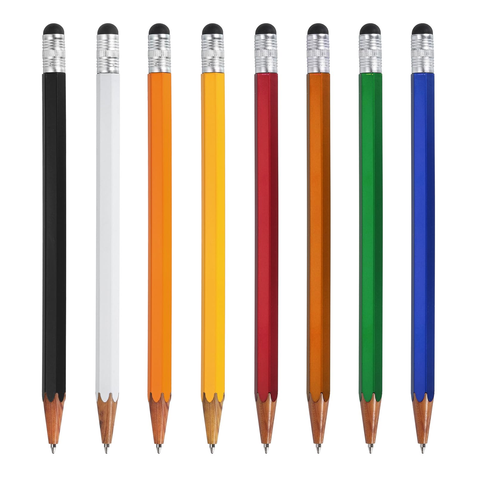 MECCANIXITY 8pcs Stylus Pen Ink Ballpoint Pen Gift for Men 2 in 1 Universal Pens with Stylus Tips for All Capacitive Touch Screen Device