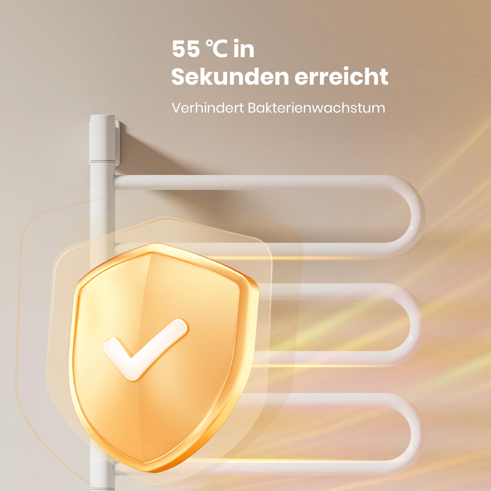 EMKE 180° Drehung Elektrischer Badheizkörper 78 x 43 cm, WiFi Smart Handtuchheizkörper Elektrisch, Handtuchtrockner Elektrisch Handtuchwärmer Badheizkörper Handtuchhalter Weiß 130W