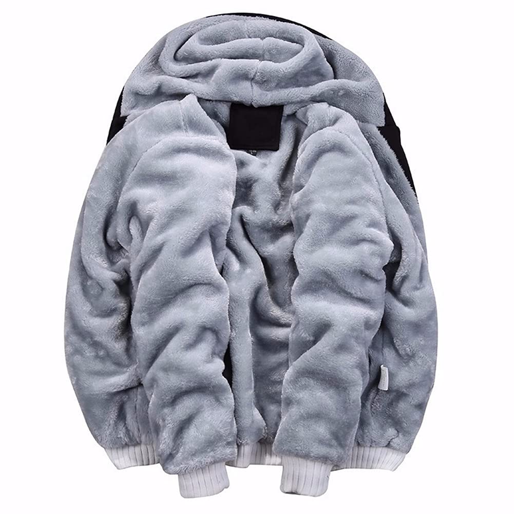 LEZUAN Felpa con Cappuccio Uomo Inverno Caldo Hoodie con Cerniera Integrale Felpe Uomo Manica Lunga Pullover Giacca di Spessore Cappotto in Pile Foderato