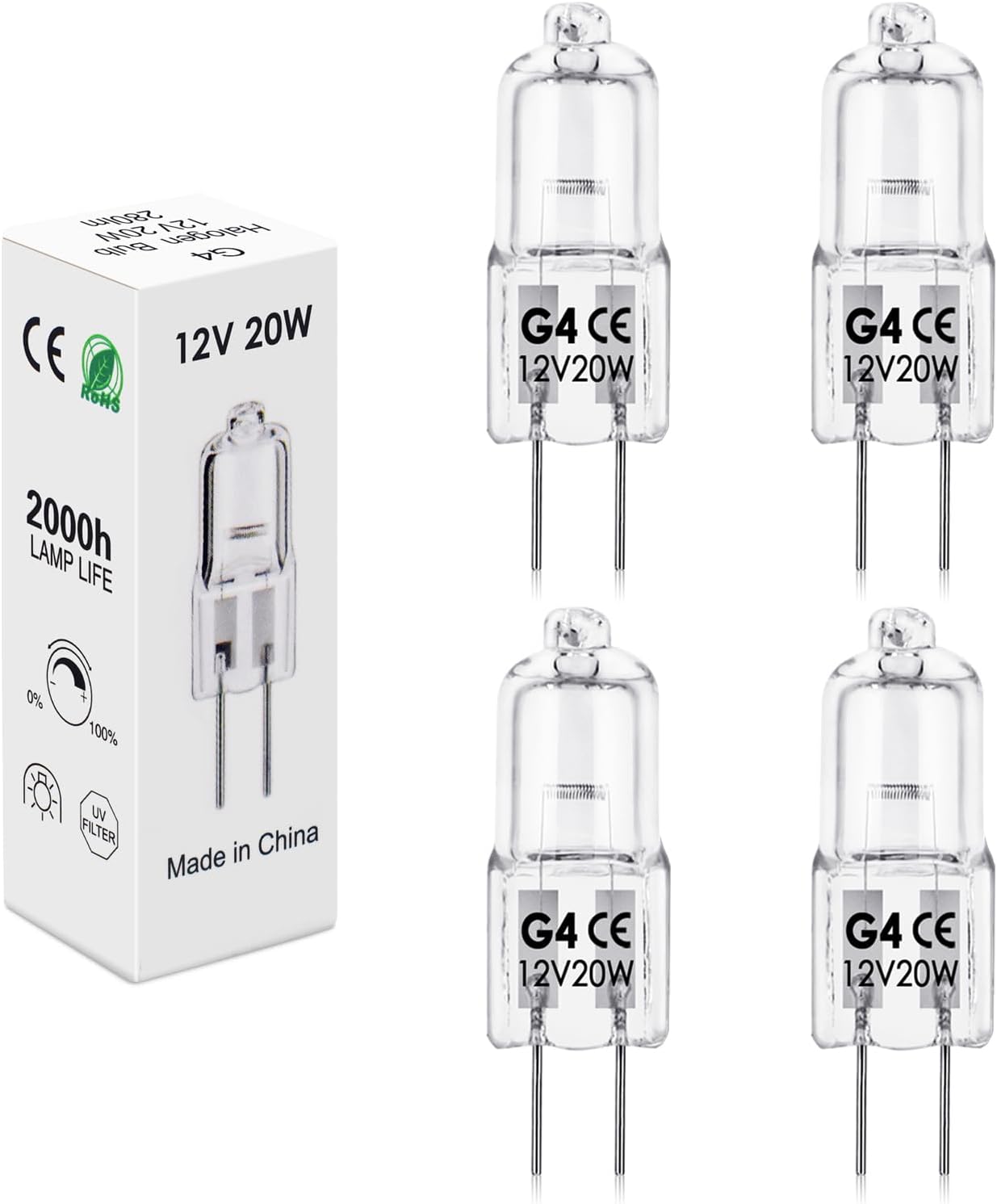 Kanta Universal Cooker Hood Halogen Light Bulb 20w, G4 2 Pin, Pack of