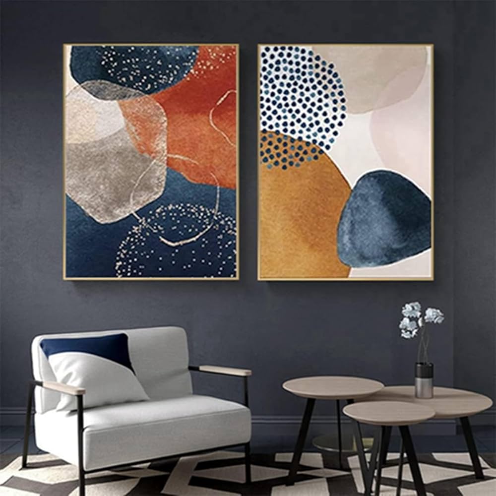 Lot De 3 Posters Bohème - Plantes Abstraites Moderne | Décoration Murale Salon, Chambre | 84x60 Cm Sans Cadre