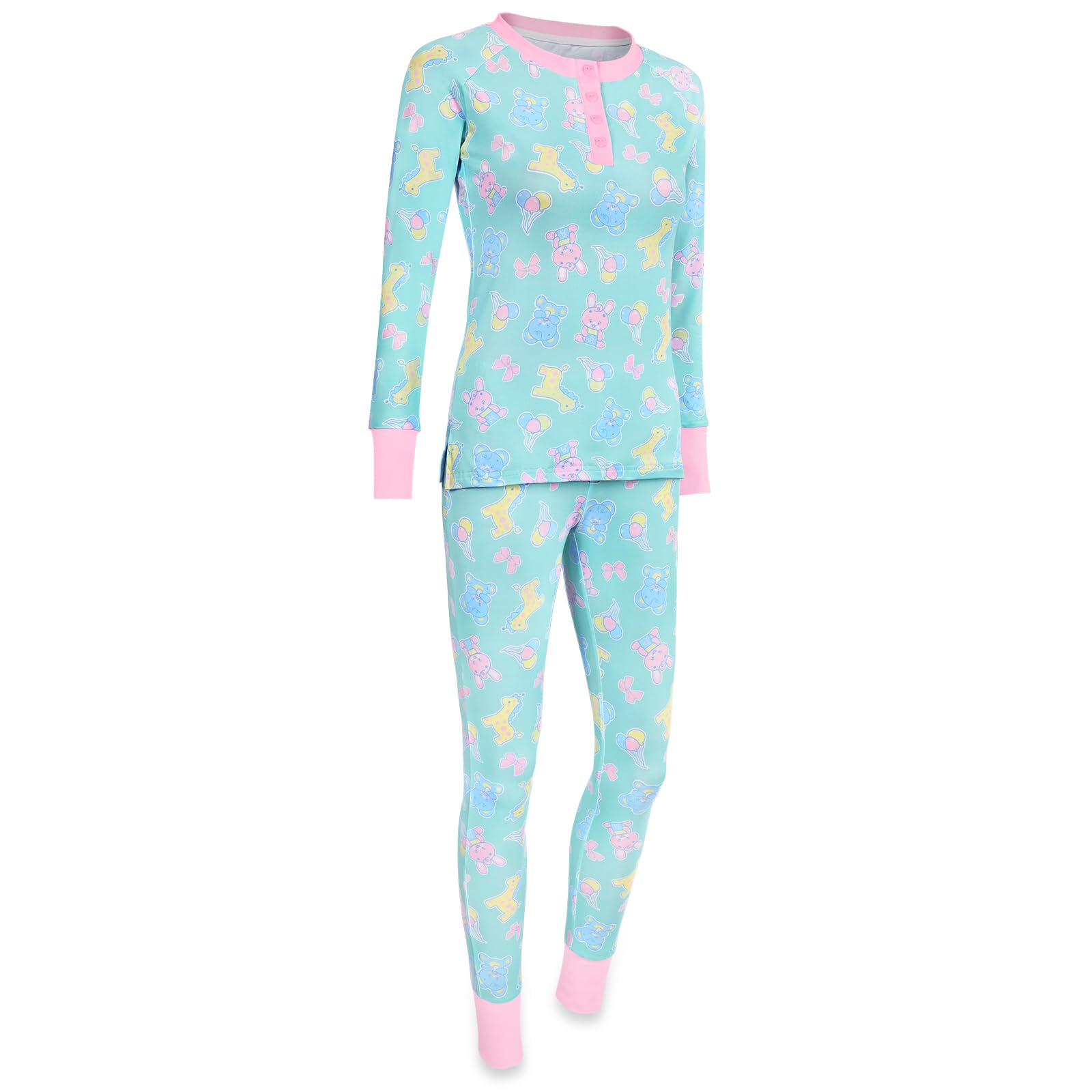 LittleForBig Dos Piezas Set de Pijama de Manga Larga para Mujer - Sedoso Suave, Cómodo Elástico y Transpirable Baby Parade Temática Ropa de Dormir