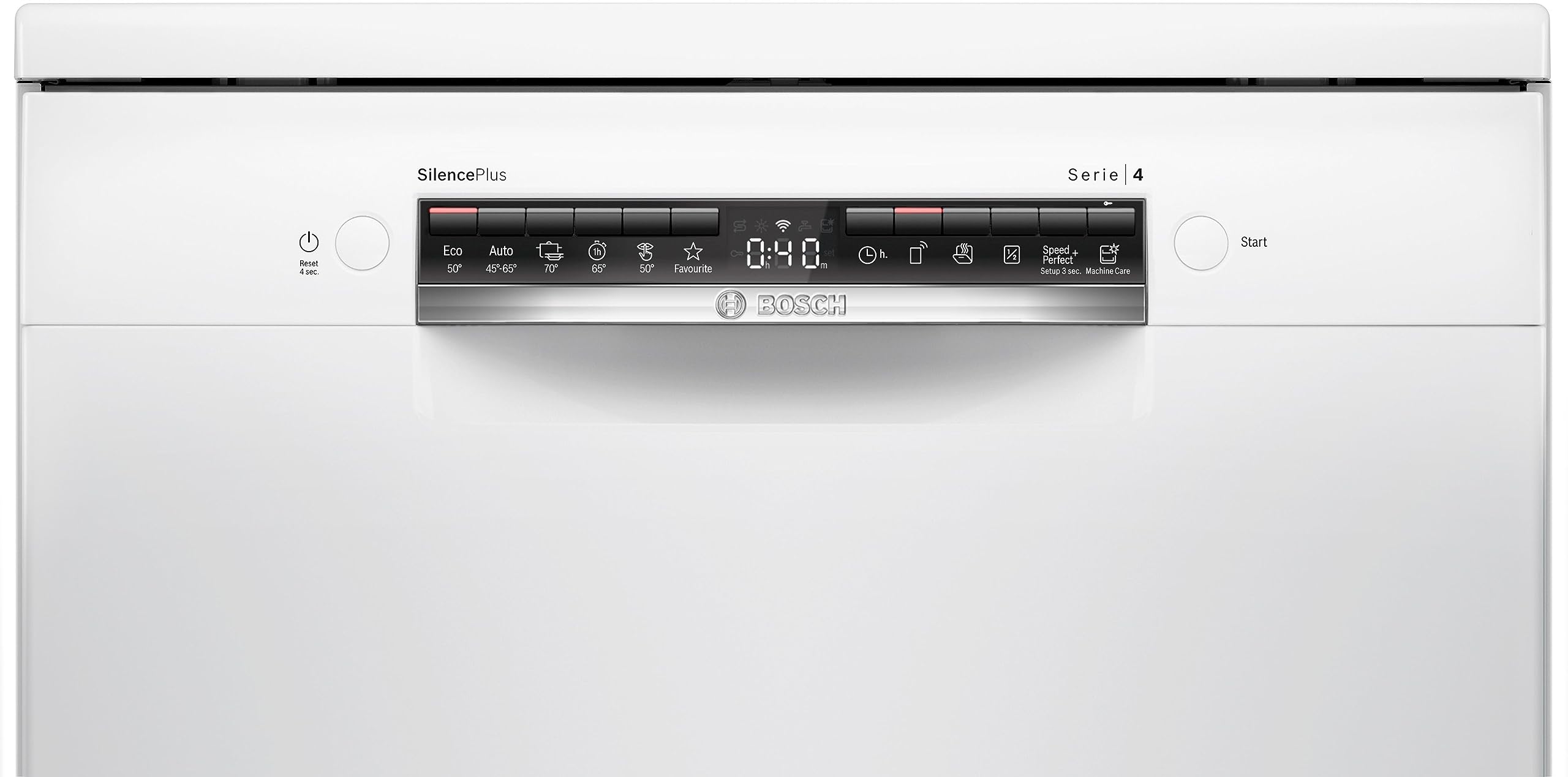 Bosch SMS4EMW01E Serie 4 Geschirrspüler Freistehend 60 cm 14 Maßgedecke Silence Plus 42dB weiß