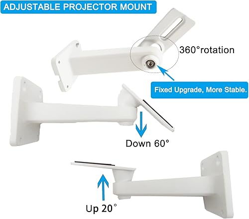 Miniatura 4 de 2-Be-Best Soporte de pared para mini proyector, ángulo mejorado, longitud de montaje de proyector ajustable de 7.9 pulgadas, rotación de 360,