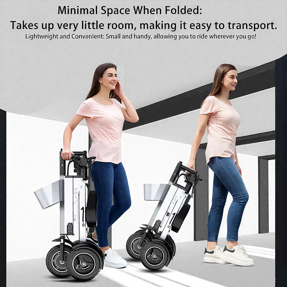 Scooter Elettrico Pieghevole per Adulti, Triciclo Elettrico Portatile e Leggero con Batteria Rimovibile 36 V 7,8 Ah, Interruttore di retromarcia e Chiave,ausilio per la Mobilità da Viaggio