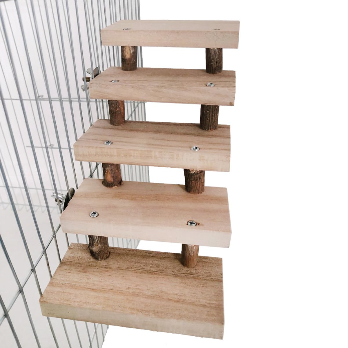 Alnicov Jaula de Madera para hámster, Juguete para pájaros, Columpio para Escalar, Escalera de 5 Niveles, Plataforma, Puente, trampolín, Herramienta de Entrenamiento