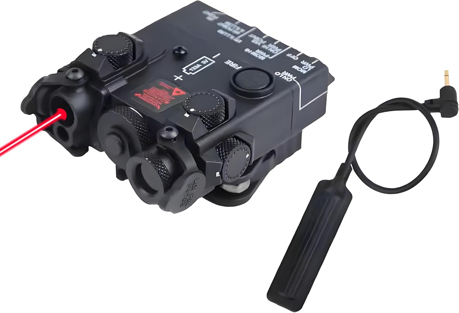 Blue/Green/Red DABL-A2 Box Metal Laser Sight Flashlight，with IR Laser + Strobe/Momentary/Constant Modes Whitelight LED 160 Lumens Flashlight，with Remote Pressure Switch，Fits for Standard 20mm Rail
