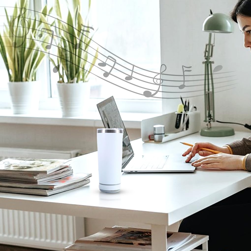 3 Juegos de Vaso con altavoz de música Bluetooth, acero inoxidable 304 de calidad alimentaria, inodoro y libre de contaminación, vaso con textura de gama, color rosa