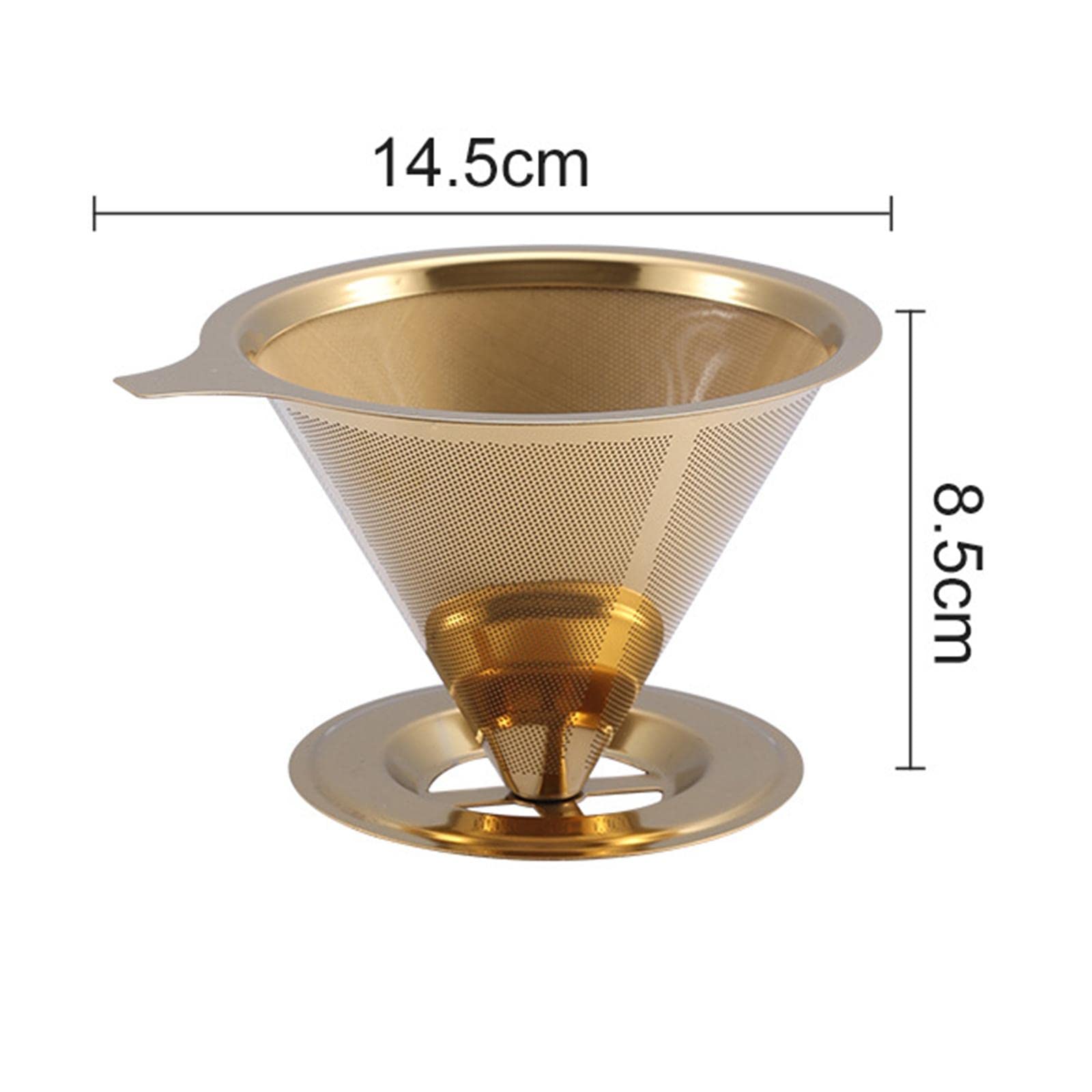 Permanenter Kaffeefilter aus Edelstahl, papierlos, permanent, goldfarben, 145 x 85 mm, 5 Stück