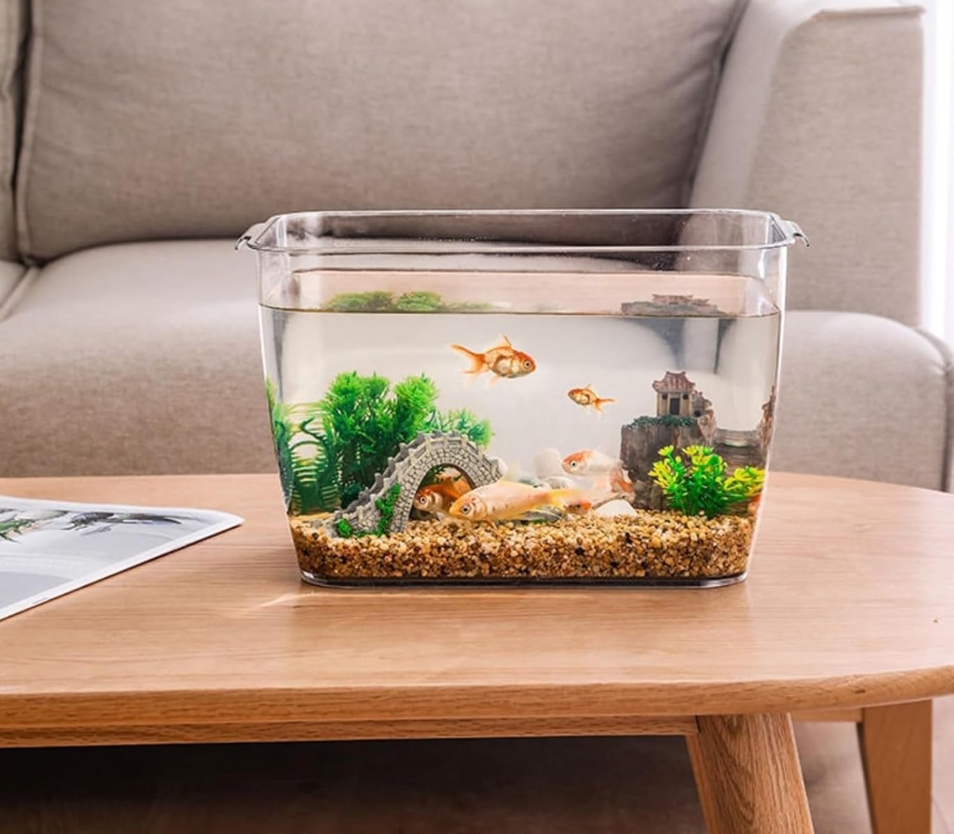 Amazon | Jirrtco金魚鉢,水槽 プラスチック 大型,透明魚ボウルアクリル