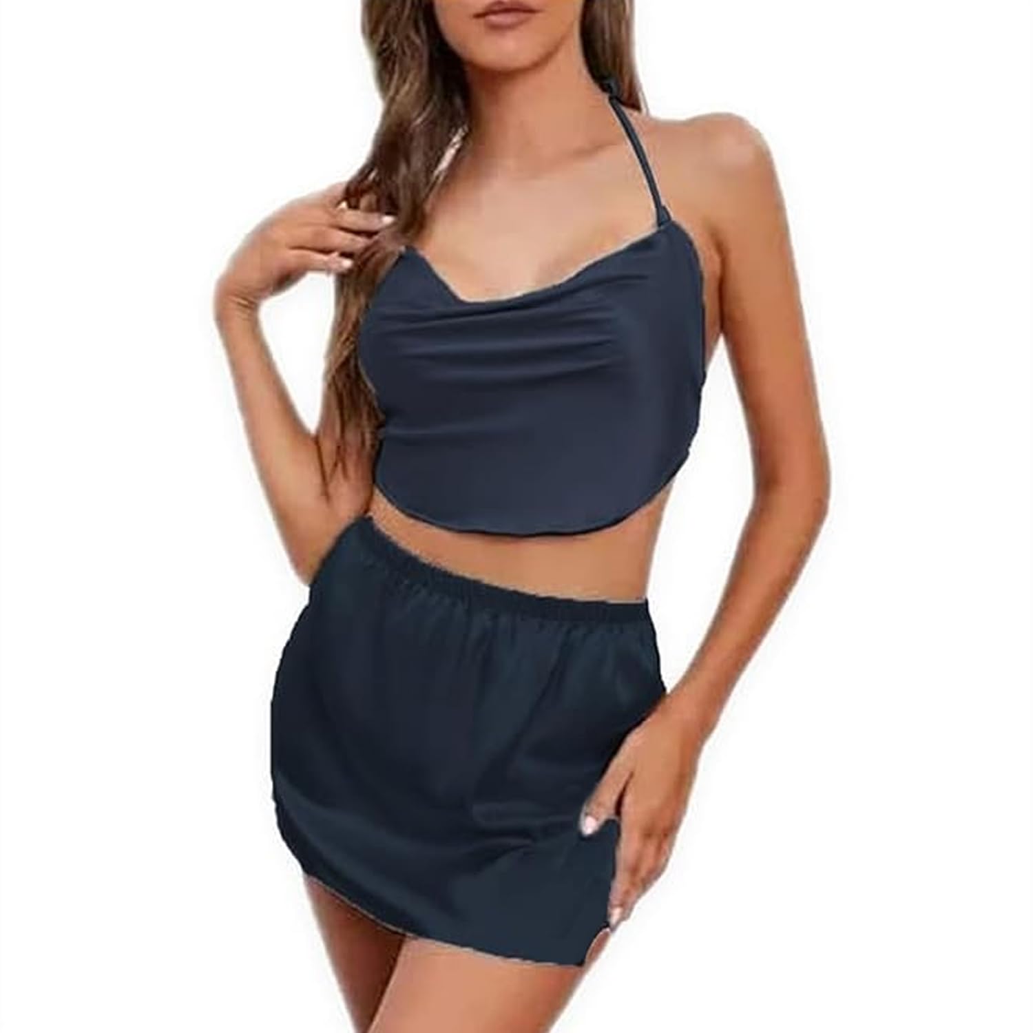 Women's Nightgown Babydoll Sexy Lace Sleepwear Chemises Modal Nighty, Special for Honeymoon, First Date, and Valentine's Day (S) Black-image-47