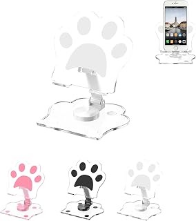 スマホスタンド 猫爪 卓上 携帯スタンド 可愛い 透明 アクリル素材 無段階360度回転高さ調整 折りたたみ式 スマホ立て 滑り止め 安定 動画視聴 iPhone 17 16 15 14 13 Pro Max mini SE Android Xperia Galaxy 対応