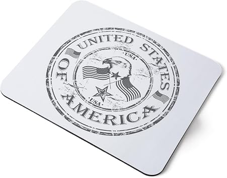 Computer Mouse Mat Pad - BW - Red United States Of America Home Office PC Desk Accessory Flexible Fabric Top Large 5mm Laptop Desktop Printed Art Ergonomic #40324