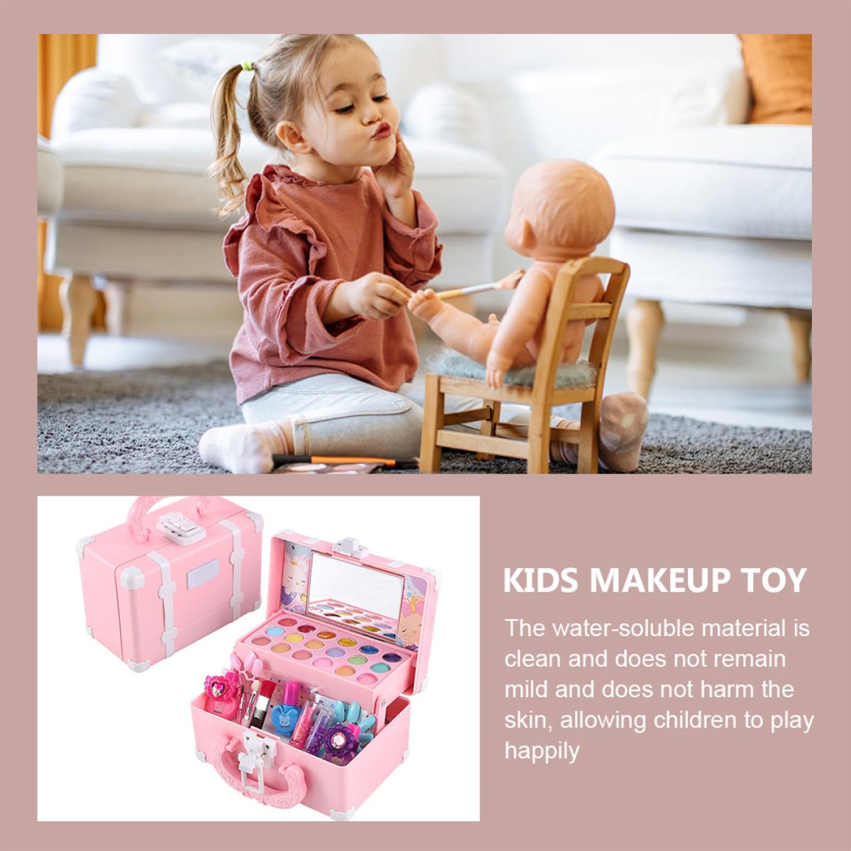 Kinder Schminkset Spielzeug für Mädchen Rosa Abs Simuliert