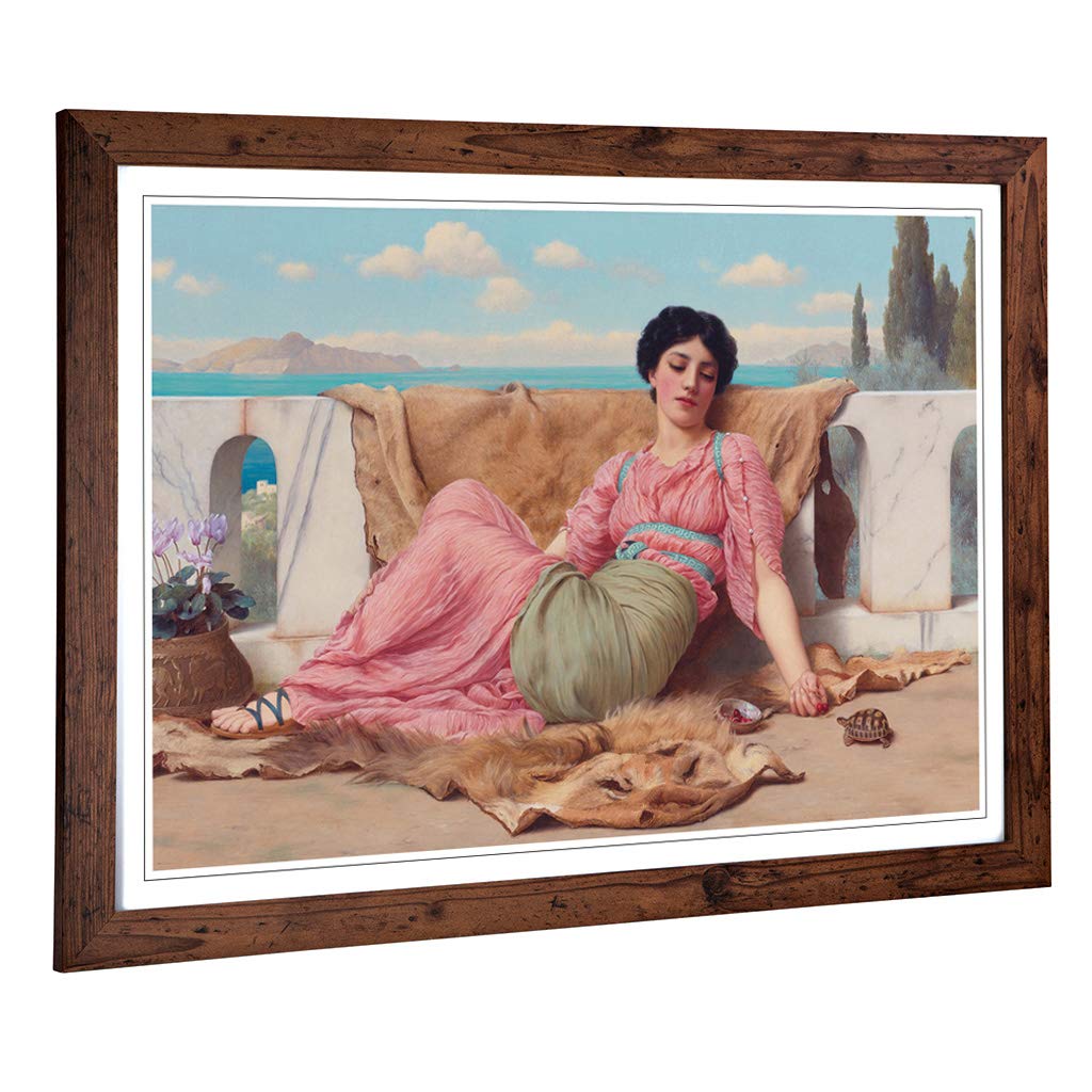 Big Box Art Framed Print of John William Godward The Quiet Pet Design | Wall Art Picture | Home Decor for Kitchen, Living Room, Bedroom, Hallway, Walnut, A2 / 24.5x18 Inch / 62x45cm