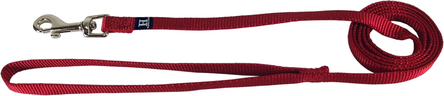 Hamilton Single Thick Deluxe Nylon Dog Leash with Swivel Snap, 5/8" by 6' Long, Red