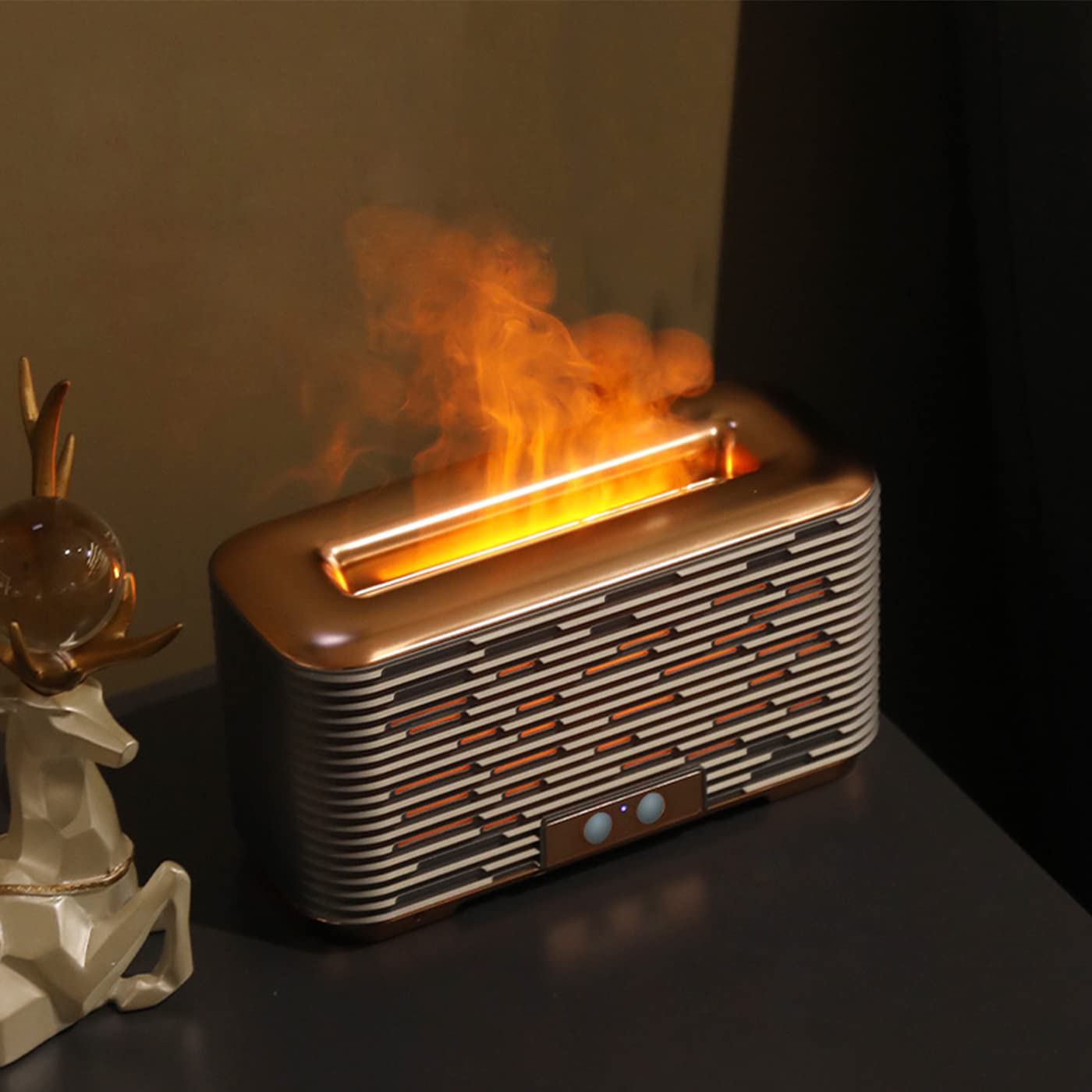 Atopskins Flame Diffuser with Flame Light, Essential Oil Diffusers, 2 Kinds of Atomization Mode, Fire Humidifier with Waterless Auto-Off Protection, Aromatherapy Diffuser for Home, Office, Bedroom