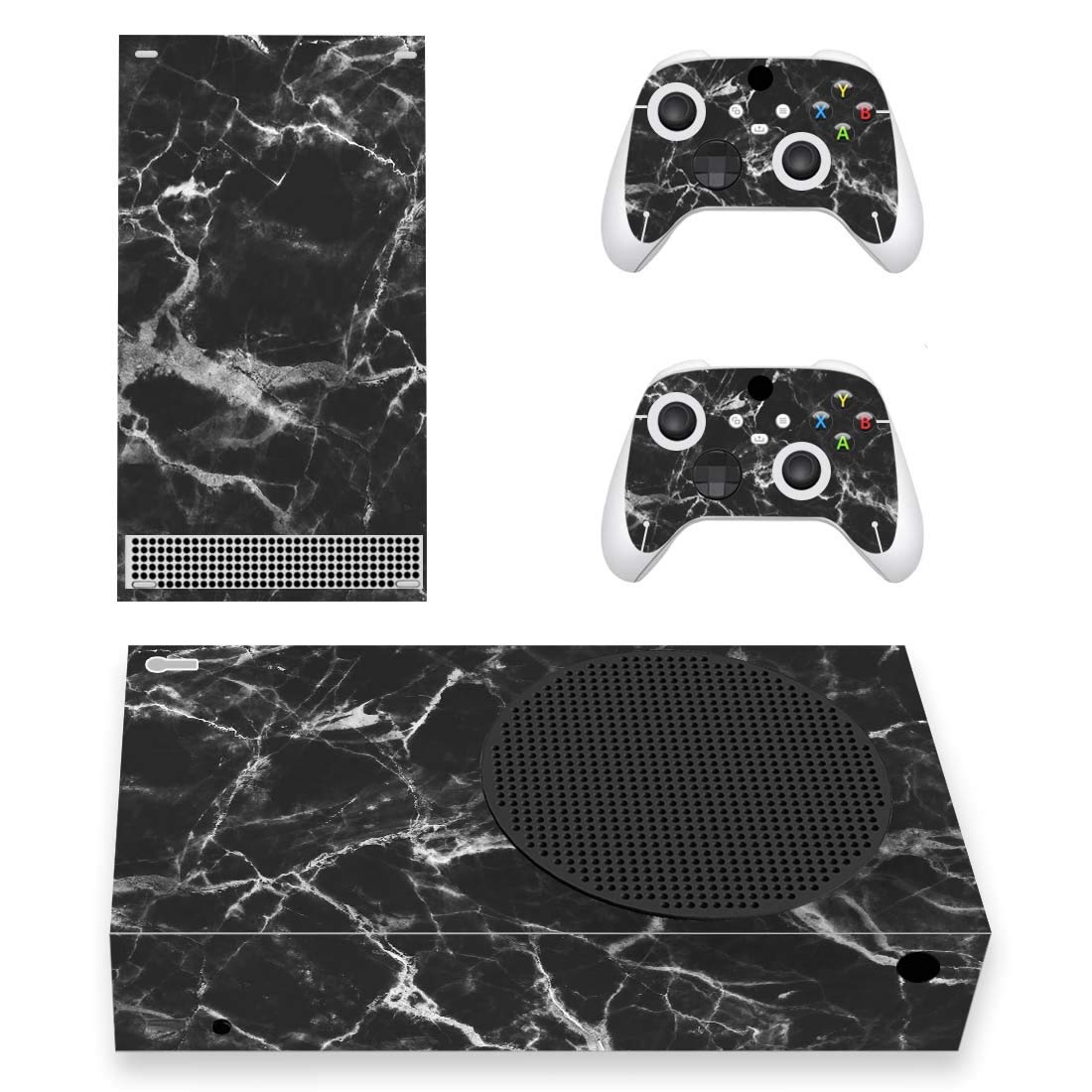 PlayVital Pegatina Completa para Xbox Series S - Vinilo Adhesivo Skin Decal Cover para Consola y Mando, Resistente a Arañazos, Fácil de Aplicar y Retirar, Diseño Personalizado (Mármol Negro Blanco)