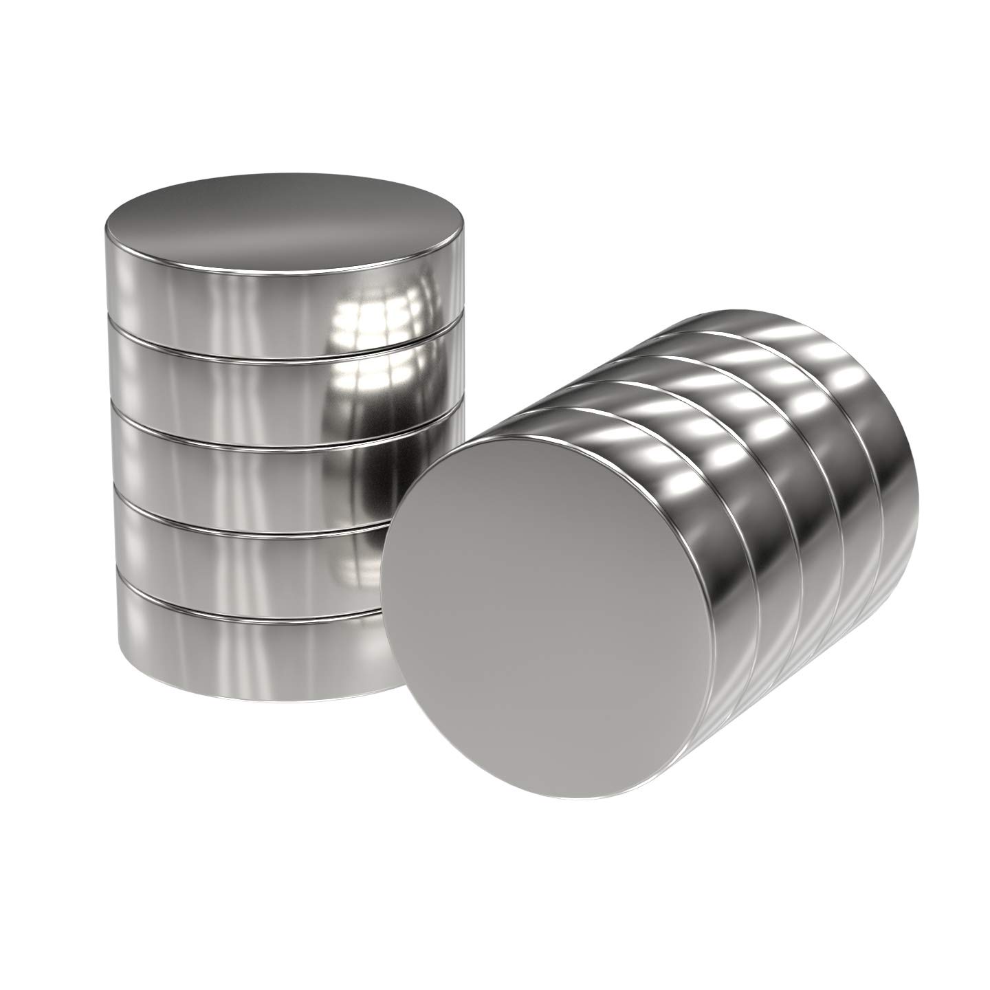 10 Stück Neodym Power Magnet silber - Scheibenmagnet extra stark rund - Durchmesser 20x5mm hoch - starke Magneten Supermagnet - Haftkraft ca. 9kg - für Magnettafel, Werkstatt