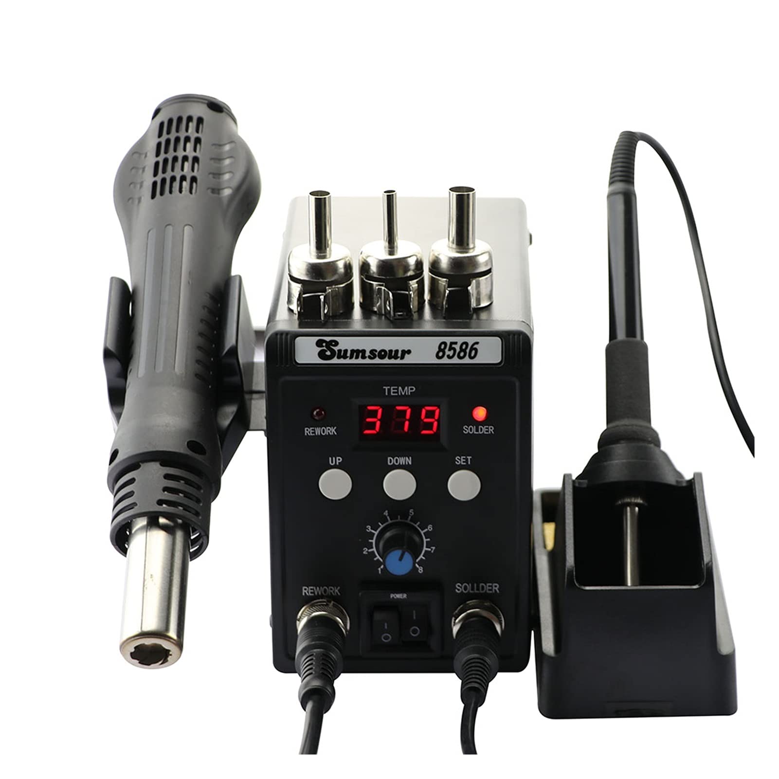 Stacja Lutownicza SMD BGA. Przeróbka Desolding Station Lutowca 8586 11 0V / 220 V 760W ESD Lutownica Hot Air Heat do zestawu narzędzi naprawy spawania(SET-4)