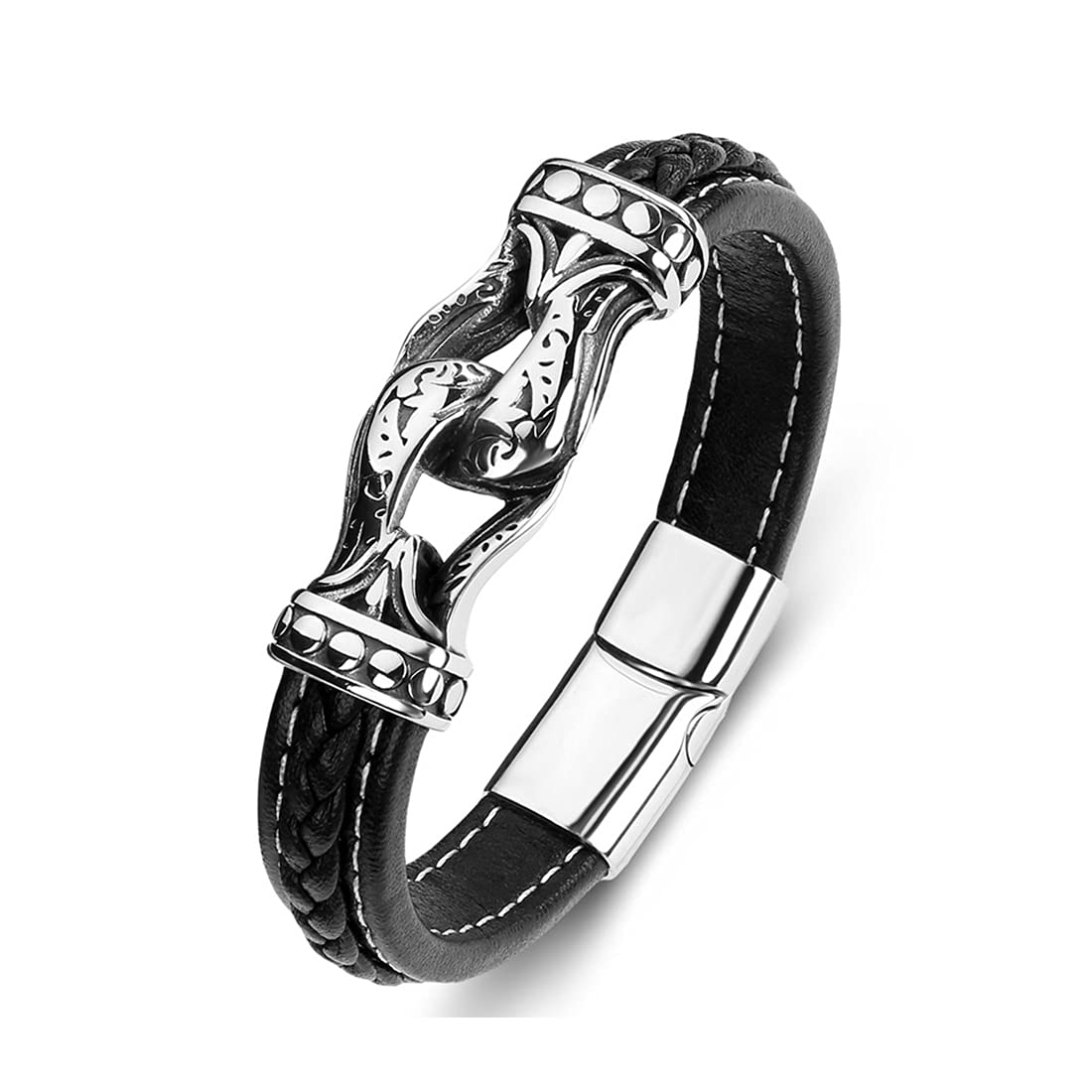 Yellow ChimesBracelets for Men and Boys Black Leather Bracelet for Men | Magnetic-Clasp Genuine Leather Wrap Bracelets for Men | Birthday Gift for Men and Boys Anniversary Gift for Husband