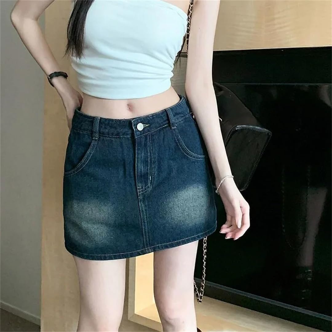 Gonna da donna vintage a vita alta in denim Streetwear casual minigonna tutte le gonne jeans slim