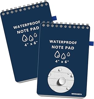 Waterproof Top Spiral Notepads 4" x 6", Universal Grid, Blue ﻿ | Write in the Rain Notepad, Weatherproof Stone Paper Notebooks for Outdoor, 2PCS, 200 Pages, Smooth Writing, Medium Size
