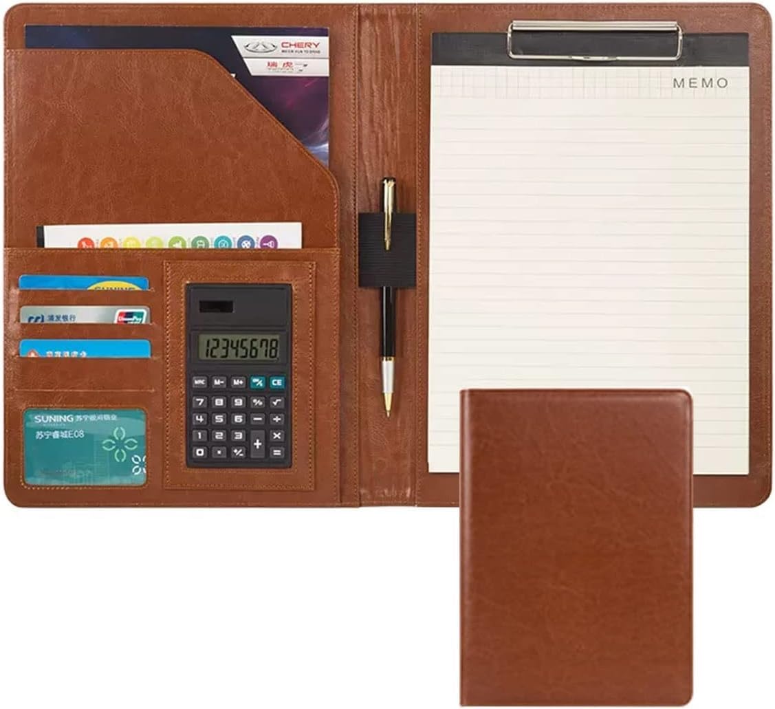 VHJdtE Folder, Document Organizer with Case W/Card Slots Folder for Men Women Anybody(Bruin)