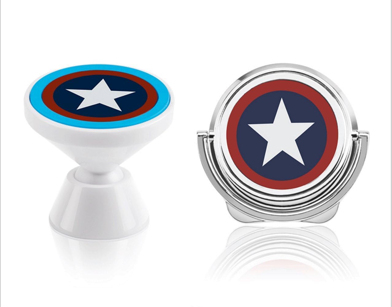 HongTaiL® Phone Holder Captain Shield Car Phone Holder 360 ° Rotation, Super Suction Support All Tablet Phone (White / blue and silver shield)
