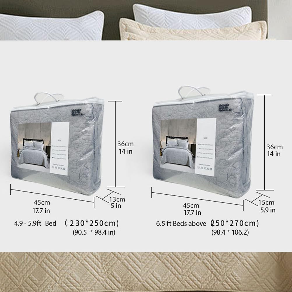 Genérico Colcha para Cama de, Colcha de Microfibra, con 2 Fundas de Almohada, Suave y Ligera, para Todas Las Estaciones,Beige,250x270+50x70