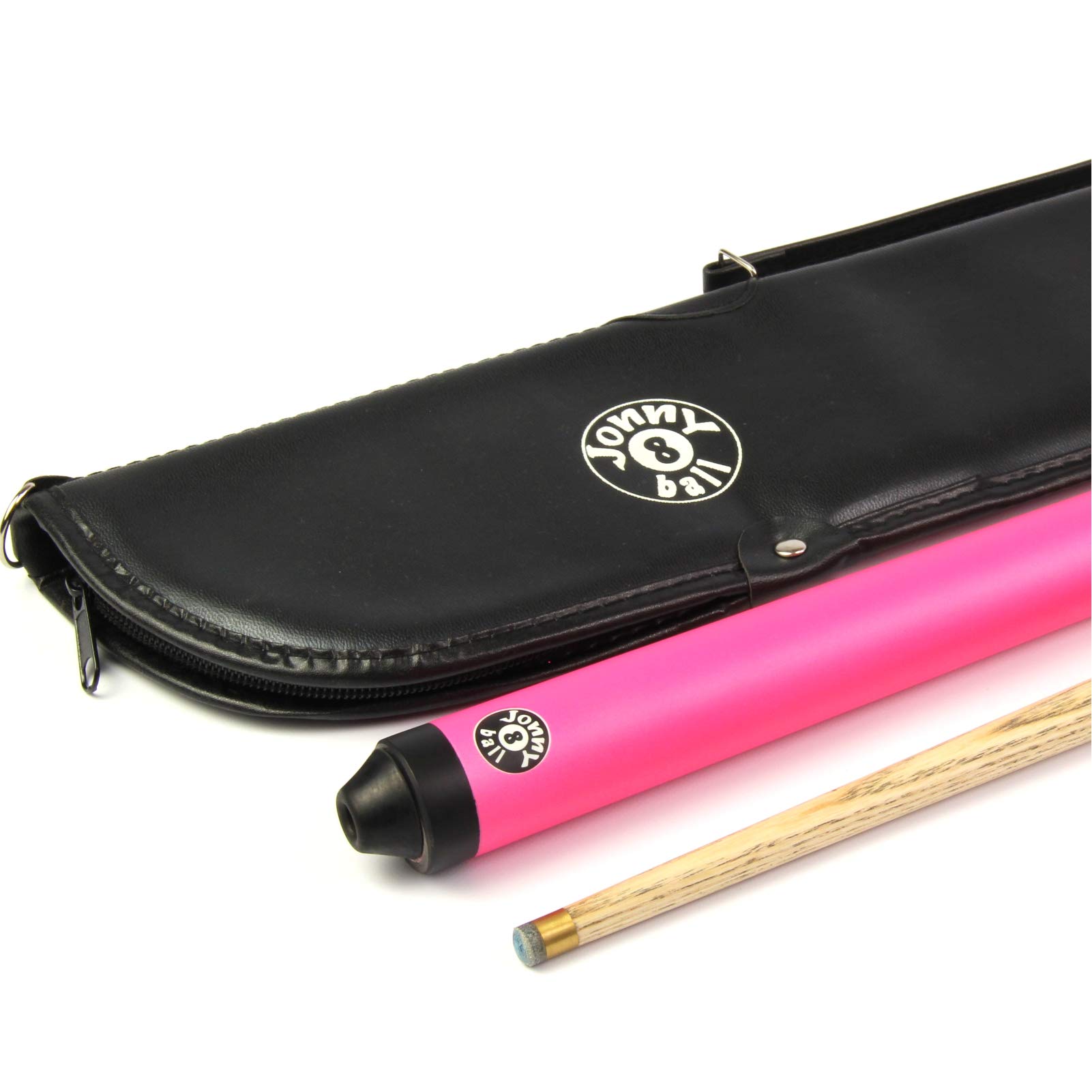 Jonny 8 Ball 48 inch PINK JET JUNIOR 2pc Ash Pool Snooker Cue & SOFT CASE
