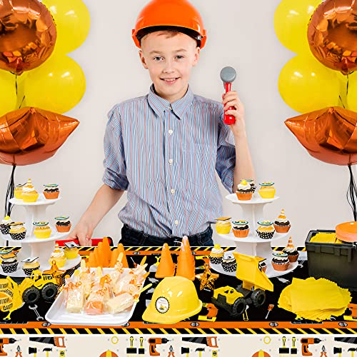 Bkeecten 3 Packs Tool Theme Plastic Tablecloths Decoration Waterproof Rectangle Cute Tool Tablecover Design With Hard Hat, Nuts, Bolts, Ladders, Spade Patterns For Kids Boys Birthday Party Supplies #TOP5