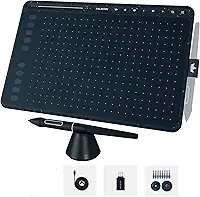 Mesa digitalizadora HUION HS611 Tablet gráfico com 10 teclas de atalho, 8 teclas multimídia Stylus sem bateria 8192 caneta pressão inclinação digital arte tablet para pintura, design esboço iniciante