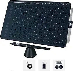 Mesa digitalizadora HUION HS611 Tablet gráfico com 10 teclas de atalho, 8 teclas multimídia Stylus sem bateria 8192 caneta pressão inclinação digital arte tablet para pintura, design esboço iniciante