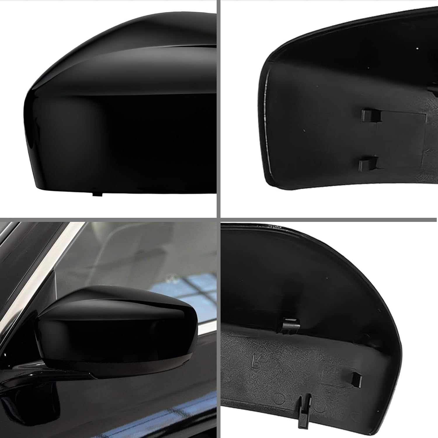 Black Left Driver Side Mirror Cover Caps Replacement for 2011-2012 Infiniti G25, 2008-2013 G37, 2015 Q40, 2014-2015 Q60 Sedan Coupe without Turn Signal, Directly Replace Style, Not Sticker Style
