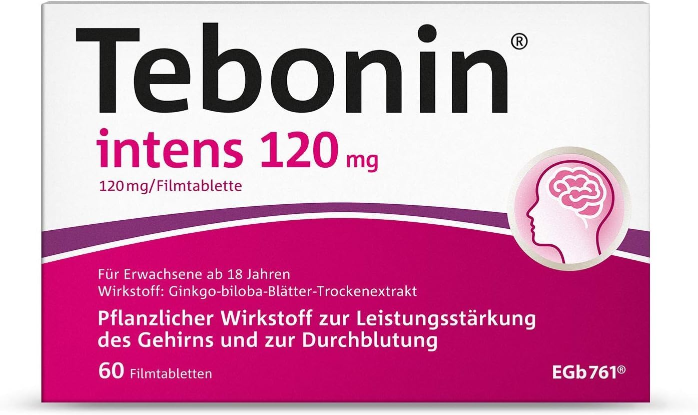 Tebonin intens 120 mg Filmtabletten zur Leistungsstärkung des Gehirns und zur Durchblutung, 60 St. Tabletten