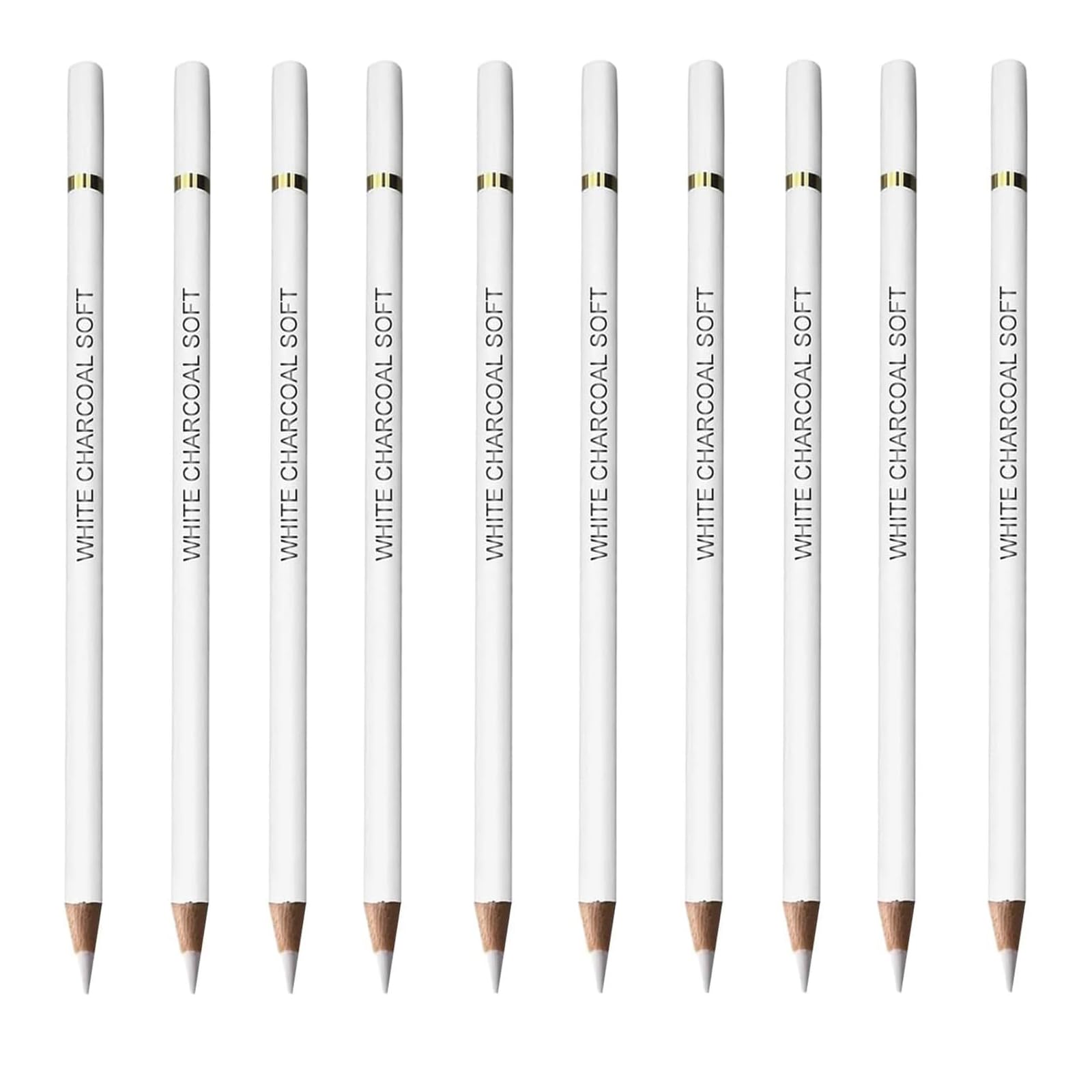ZALAOR 10PCS White Charcoal Pencil for Artists - White Pencil for Sketching, Drawing - Professional Chalk Pencils for Art Supplies - Drawing Pencils for Artists, Beginners, and Professionals