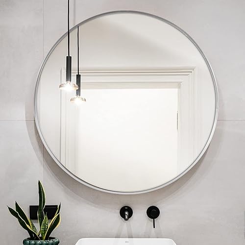 Miniatura 7 de WORDFUN Espejo de baño redondo para pared, espejo decorativo para pared, espejo redondo para pared, pintura Respetuosa Con El Medio Ambiente Sin