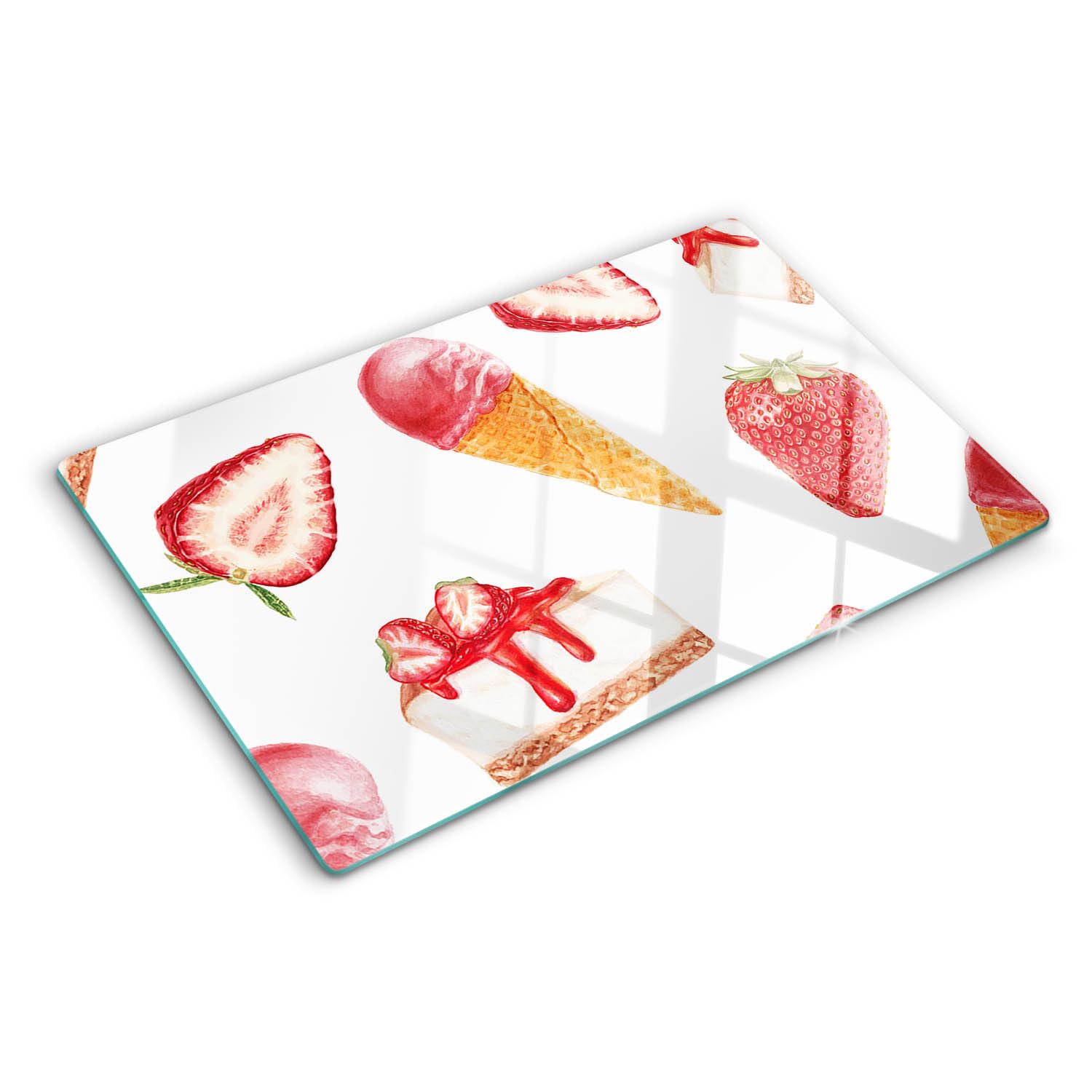 Planche à découper en verre trempé 80x52cm Tulup motif dessert pour cuisine