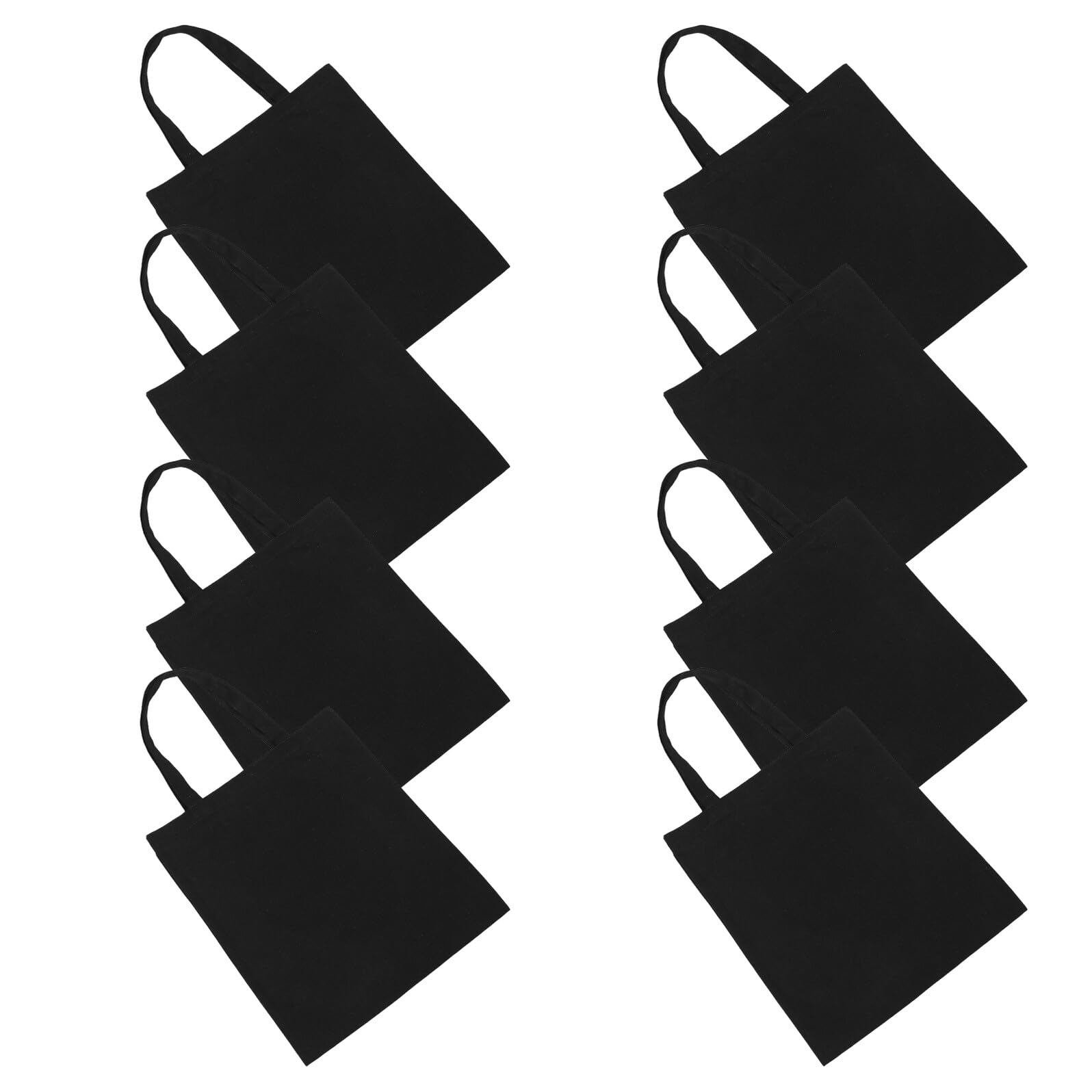 TOPBATHY Borsa Tote in Tela Nera 35X42 CM Set da 8 Pezzi Riutilizzabile Lavabile Manici per Spesa Scuola e Fai da Te Sublimazione