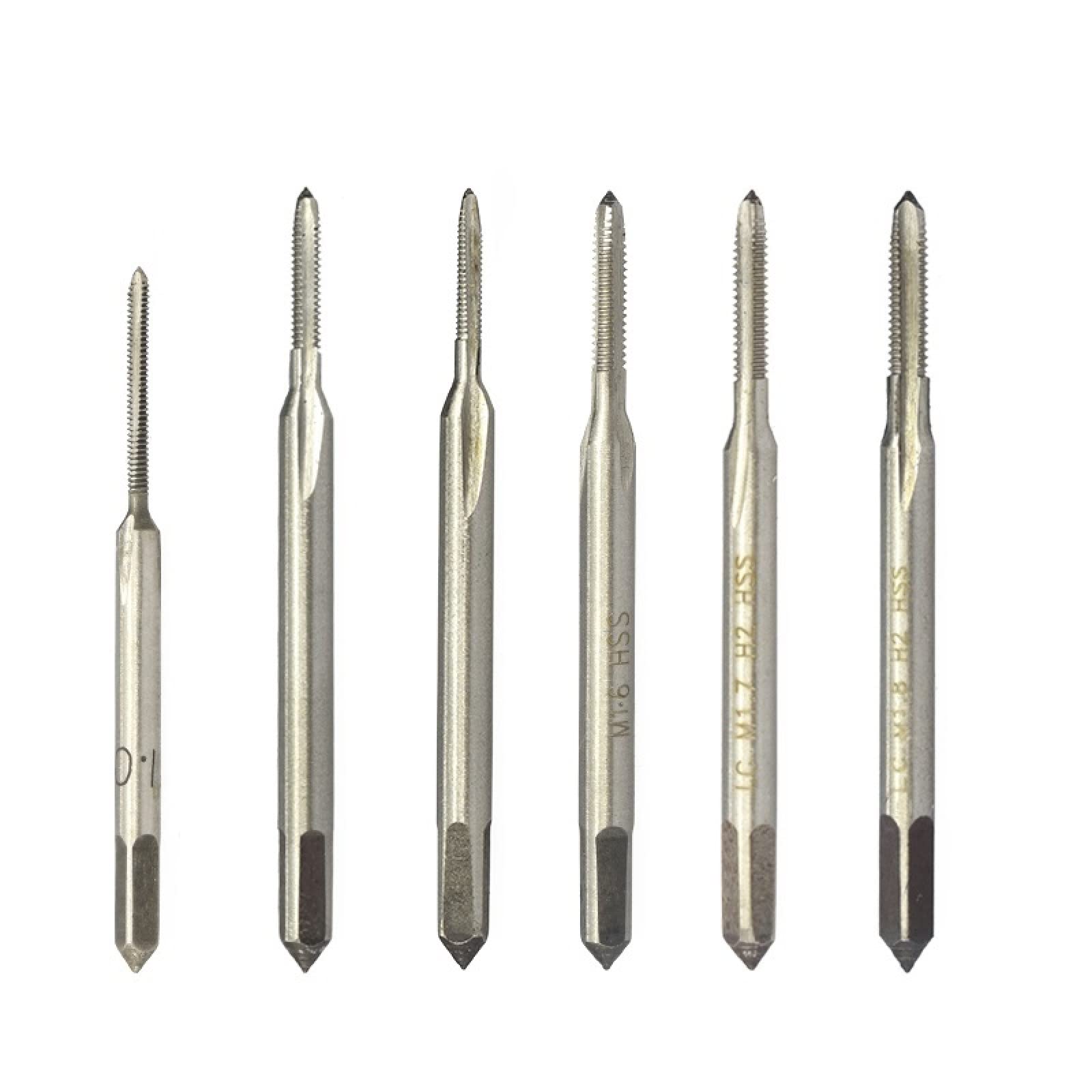 Punta da Trapano HSS 6542 Mini Macchina per Filettatura Maschiatrice Punta da Trapano Flauto Dritto Maschiatura in Metallo Utensili manuali, Set da 6 Pezzi
