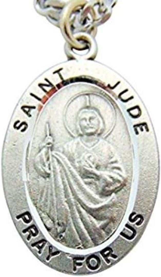 Westmon Works St Jude Solid Pewter One Inch Saint Medal with Stainless Steel Chain