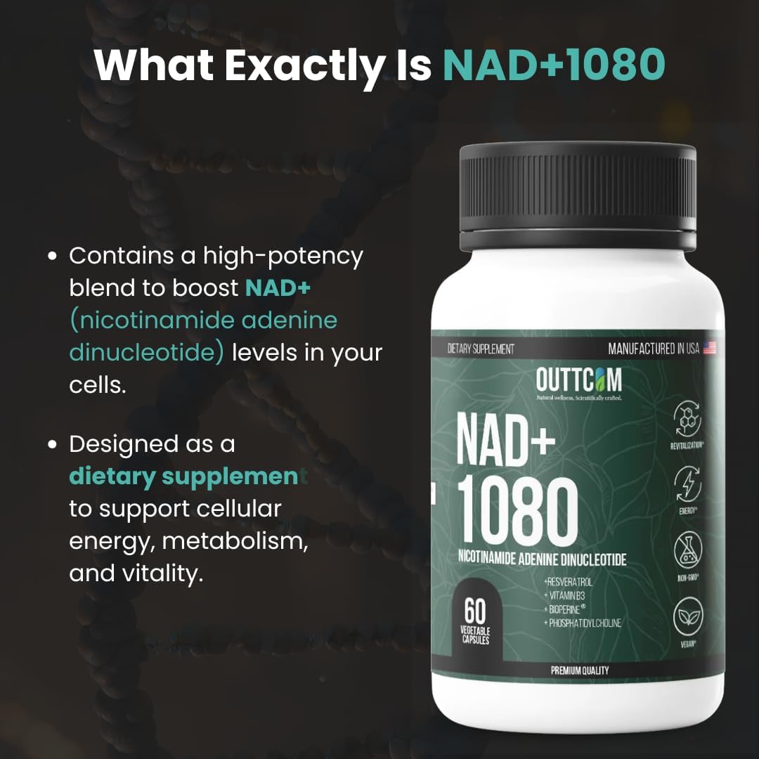 NAD+ Supplement w/Resveratrol, B12, Phosphatidylcholine & Bioperine – 900mg NAD+ Capsule, 60 Vegan, Non-GMO, Gluten-Free Capsules – Cellular Energy, Bioavailability, Liposomal Pack of 2